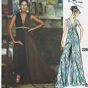 Vogue 2249 Pucci Late 1960s Plunge Front Jumpsuit Sewing Pattern - Uncut Size 10 (32.5")Uncut (FF)