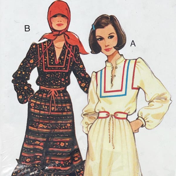 Burda 3680 - Mandarin Collar Peasant Blouse and Ruffled Skirt Sewing Pattern - Size 8-12 (31.5-34.75") - Uncut (FF)