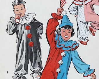 Advance 707 Vintage 1950s Clown Suit Costume Sewing Pattern For Children - Cut Size Medium (24-26")