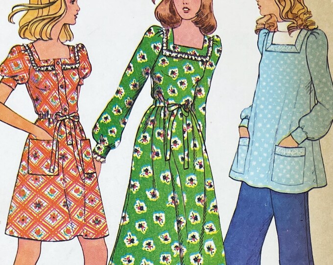 Mccall's 5928 - 1970s Smock Dress and Top Pattern With Yoke and Ruffled ...