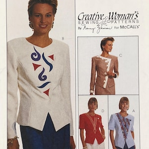 McCall's 7557 - Patrón de costura para chaqueta de trabajo con apliques de Nancy Zieman, años 90 - Tallas 20-24 (42-46") - Sin cortar (FF)