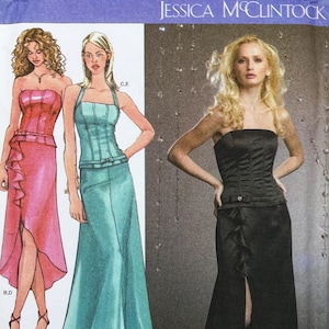 Simplicity 4690 Jessica McClintock Y2K-korsetttopp och aftonkjol sömnadsmönster - storlek 6-12 eller storlek 14-20 oklippt
