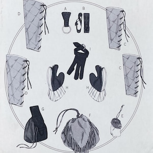 Patrón de costura Butterick 5733 para presillas de hacha, bolsa, brazaletes y guantes de estilo medieval/renacentista - Sin cortar (FF)