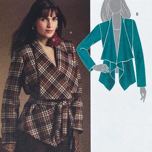 Patrón de costura McCall's 5937 Y2K para chaqueta tipo manta con cuello chal y drapeado - Tallas 12-20 (34-42") Sin cortar