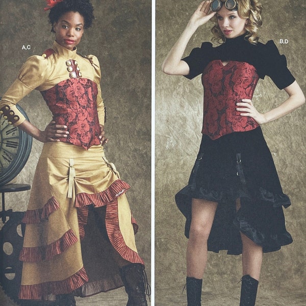 Simplicity 9007 - Victorian Steampunk High-Low Skirt and Bolero Jacket Pattern - Size 6-14 or Size 14-22 - Uncut (FF)