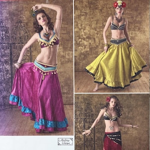 Simplicity 2158 - Patrón de costura para disfraz de danza del vientre: falda, cinturón y top - Tallas 14-22 - Sin cortes (FF)