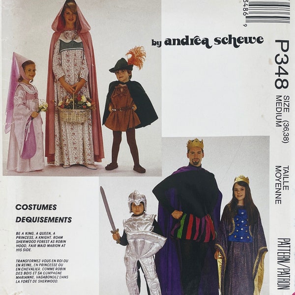 McCall's 4404 - Children's Medieval Costume Pattern with Pumpkin Pants, Knight, Princess and Robin Hood - Size 2-4 (21-23") - Uncut (FF)