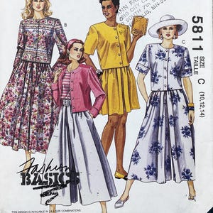 McCall's 5811 Two-Piece Dresses Sewing Pattern with Boxy Top and Split-Skirt - Size 10-14 (32.5-36")  Uncut