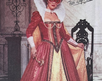 Simplicity 9832 Elizabethan Tudor Masquerade Costume Gown, Mask, and Cape Sewing Pattern - Size 6-12 (B30.5-34") Uncut