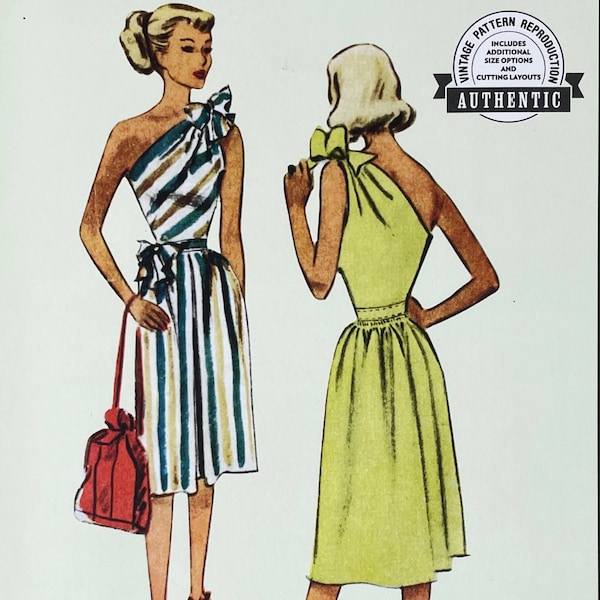 McCall's 8380 - Reissued 1940s One Shoulder Sports Dress Pattern - Size 6-14 or Size 16-24 - Uncut (FF)