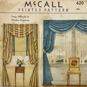McCall 620 - Vintage 1930s Swag Valances for Window Draperies Pattern - Cut