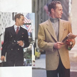 Vogue 2800 - 1990年代 メンズ ルーズフィット ジャケット 縫製パターン - サイズ 32-36 - 36にカット