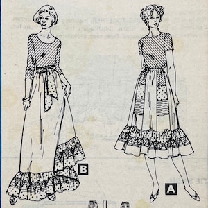 McCall's 7355 - 1970s Cottagecore Ruffled Patchwork Skirt Sewing Pattern - Size 10 (Waist 25") - Uncut (Missing Envelope)