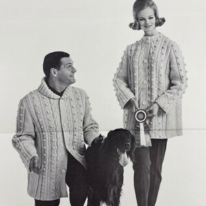 McCall's 594-NB Rzadki wzór na męski i damski sweter Aran Car Coat z lat 50. - Rozmiar 31-44" - Oryginalny wzór ulotki