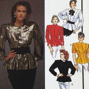 Style 4909 Set of Blouses Sewing Pattern with Shoulder Pads, Hip Flare, and Princess Seams - Size 12-16 (34-38")  Uncut