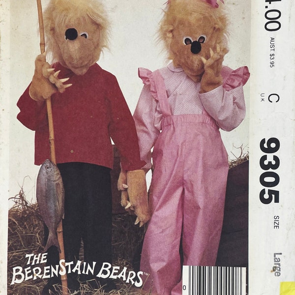 McCall's 9305 - Berenstain Bears Brother and Sister 1980s Children's Costume Pattern - Size Large (30-32") - Uncut (FF)