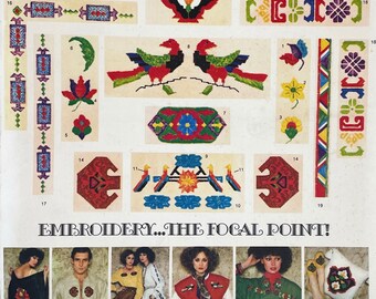 Vogue 1296 - 1970er Jahre Stickerei Transfermuster - Uncut (FF)