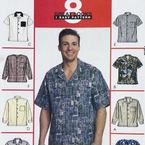 McCall's 2149 - Y2K Men's Button Down Shirt Sewing Pattern - Size Small (34-36") - Uncut (FF)
