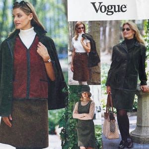 Vogue 1854 Jacket, Vest Jumper Dress, Skirt and Pants Wardrobe Sewing Pattern - Size 8-12 (31.5-34")  Uncut