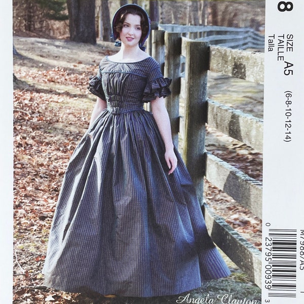 McCall's 7988 - Angela Clayton Historical Dress Costume Mid 1800's - Size 6-14 or 14-22  - Uncut (FF)