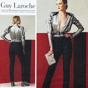 Vogue 1573 Guy Laroche Plunge Top and Skinny Jeans Sewing Pattern - Size 4-12 (B29.5-34") Uncut