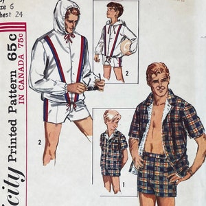 Einfachheit 5997 - 1960er Jahre Jugend Strand Ken Style Shorts und Jacke Muster - Größe 6 (24 &quot;) - Schnitt