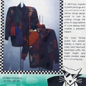 P.A.W Prints 009 Catch the Wave Baltik-inspirerad Dolman Patchwork-jacka Mönster - Storlek S-3XL (30-54") Oklippt