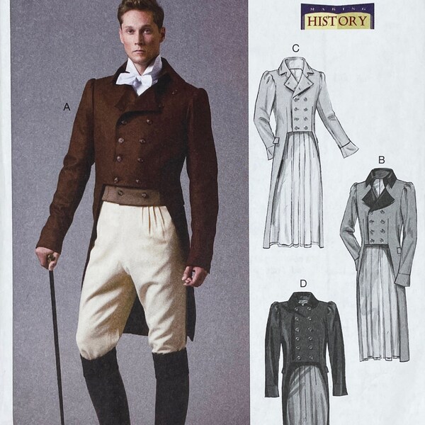 Butterick 6573 - Men's Regency Double Breasted Dress Coat Pattern  - Chest 38-44" - Uncut (FF)