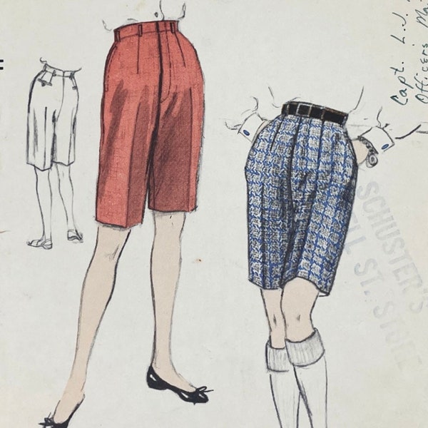 Vogue 8296 - 1950s High Waisted Shorts Pattern - Waist 26" - Factory Cut