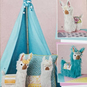 Simplicity 8441 Gingercake Llama/Alpaca Stuffed Animals and Pillow Sewing Pattern Uncut