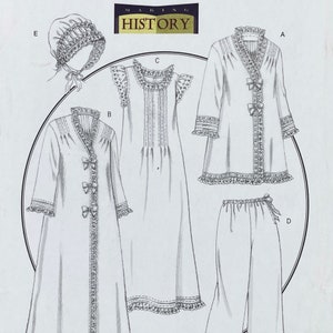 Butterick 5061 - Making History Nightgown, Robe, Pants and Bonnet Pattern - Size L-XL (38-44&quot;) - Uncut (FF)