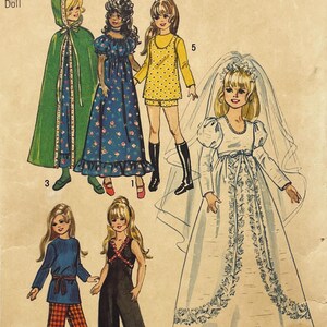 Simplicity 9698 Guarda-roupa Original dos anos 70, adequado para bonecas adolescentes de 39,4 cm (15,5") - Recortado