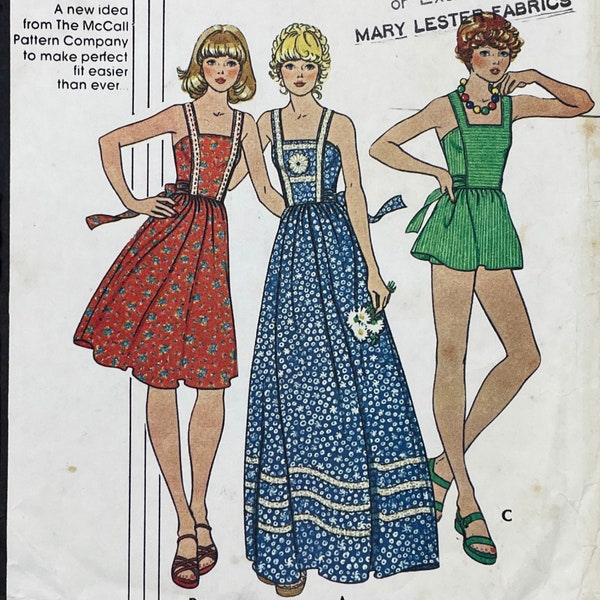 McCall's 4474 - Rare 1970s Sundress and Shorts Pattern - Size 10-14 (32.5-36") - Cut to 14 Maxi Length