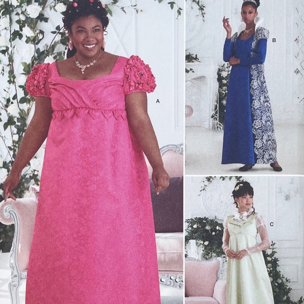 Simplicity 9502 - Regency Empire Gowns and Spencer Pattern - Size 10-18 or Size 20W-28W - Uncut (FF)
