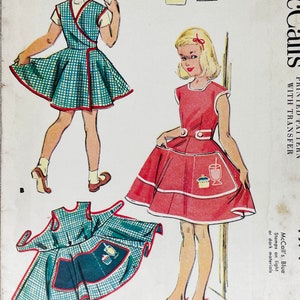 McCall's 1974 - Original 1950s Girls' Wrap-Around Cobbler Apron Sewing Pattern - Size 6 Youth (24") - Uncut (FF)