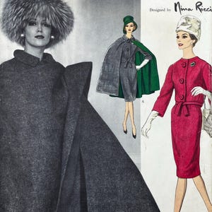 Vogue 1035 (Incomplete) Nina Ricci Suit and Cape Sewing Pattern - Size 14 (B34") Cut MISSING Back Neck Facing