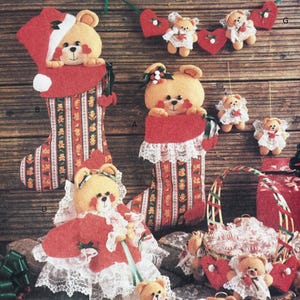 Butterick 6307 - 1980s Sweet Teddies, Teddy Bear Christmas and Nursery Sewing Pattern - Uncut (FF)