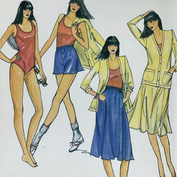 Butterick 3128 - Nancy Stolkin 1980s Bodysuit, Jacket, Skirt and Shorts Pattern - Size 12 (34") - Uncut (FF)