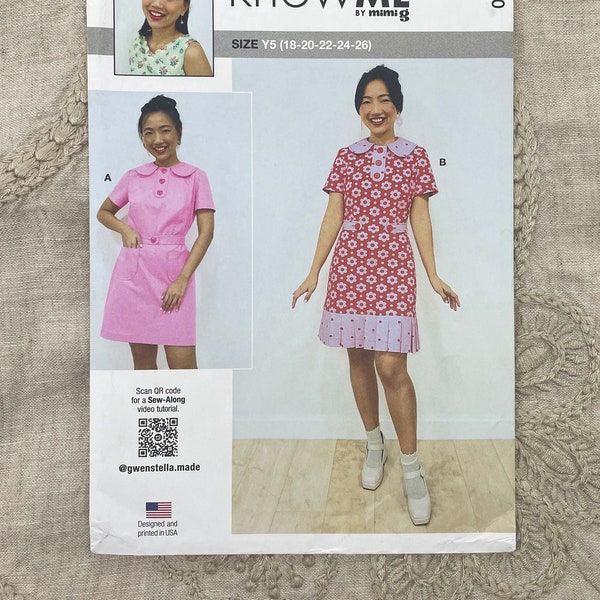 Know Me 2029 - Gwen Heng Modern Scooter Dress Pattern with Peter Pan Collar - Size 8-16 or Size 18-26 - Uncut (FF)