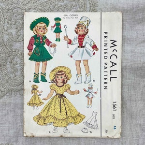 McCall 1561 Original 1950s Toni Doll Clothes Pattern with Cowgirl and Majorette Outfits Size 16 Doll Uncut FF image 2