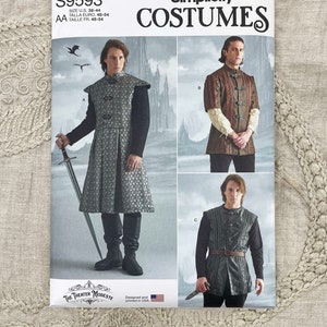 Simplicity 9593 -  Mens' Medieval Style Costume Pattern - Chest 38-44 or Chest 46-52 - Uncut (FF)