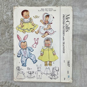 McCall's 1657 Original 1950s Wardrobe Pattern for Tiny Tears Doll 16 Doll Uncut FF Includes Transfer image 1