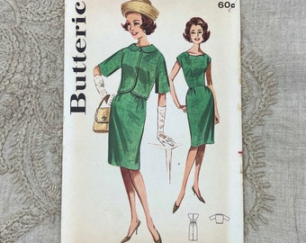 Butterick 2143 - 1960s Mod Sheath Dress Pattern with Notched Scoop Neck and Peter Pan Jacket - Size 10 (31") - Uncut (FF)