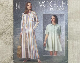 Vogue 1698 -  Kaftan Inspired Loose Dress Pattern - Size 8-16 (31.5-38") - Uncut (FF)