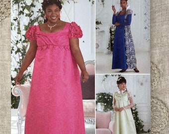 Simplicity 9502 - Regency Empire Gowns and Spencer Pattern - Size 10-18 or Size 20W-28W - Uncut (FF)