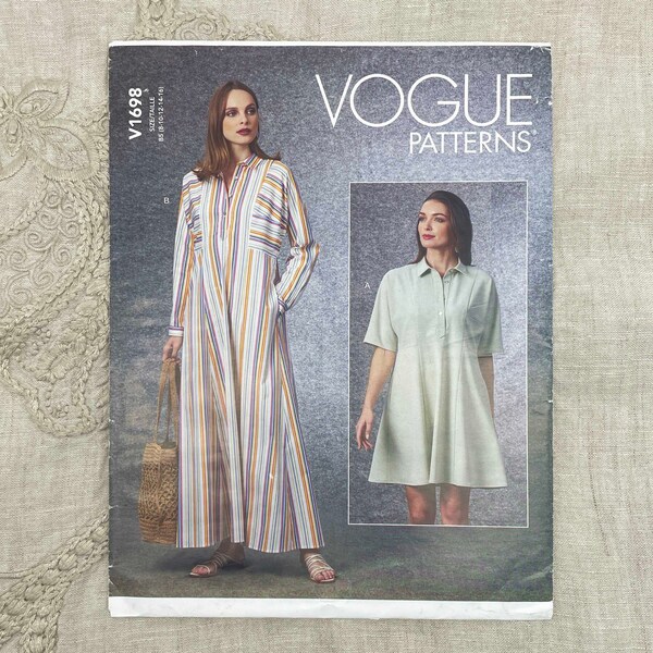 Vogue 1698 -  Kaftan Inspired Loose Dress Pattern - Size 8-16 (31.5-38") - Uncut (FF)