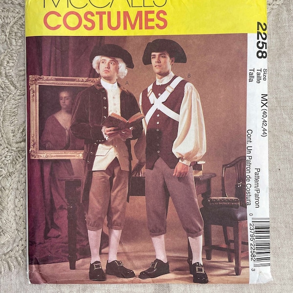 McCall's 2258 - Men's Revolutionary War Costume Pattern - Size 40-44" or Size 44-48"  - Uncut (FF)