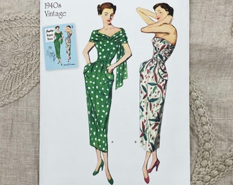 Simplicity 8876 - 1940s Reissue Vintage Dress and Stole Pattern - 20-28 (42-50") - Uncut (FF)