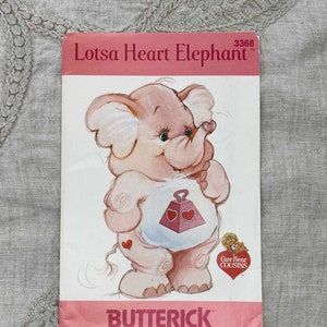 Butterick 3368 1980s Lotsa Heart Elephant Care Bear Cousins Stuffed Toy Pattern 18 Toy Uncut FF image 1