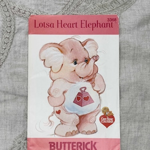 Butterick 3368 - 1980s Lotsa Heart Elephant Care Bear Cousins Stuffed Toy Pattern - 18&quot; Toy - Uncut (FF)
